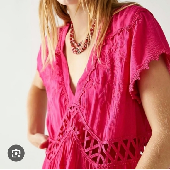 Free People Marissa Pink Mini Dress Women's Size L - Picture 2 of 14